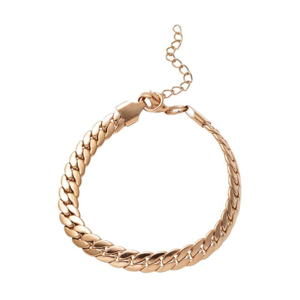 Curb Chain Bracelet in ION Plated Rose Gold Stainless Steel (7.50-9.50In) 13.80